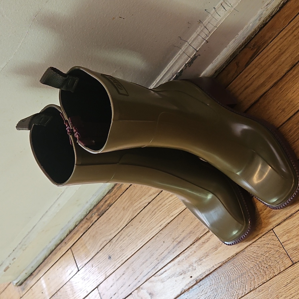 Chloe Green And Brown Betty Rain Boots - Picture 6 of 12
